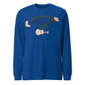Blue loose fit men's sweater with printed pattern and round neck design