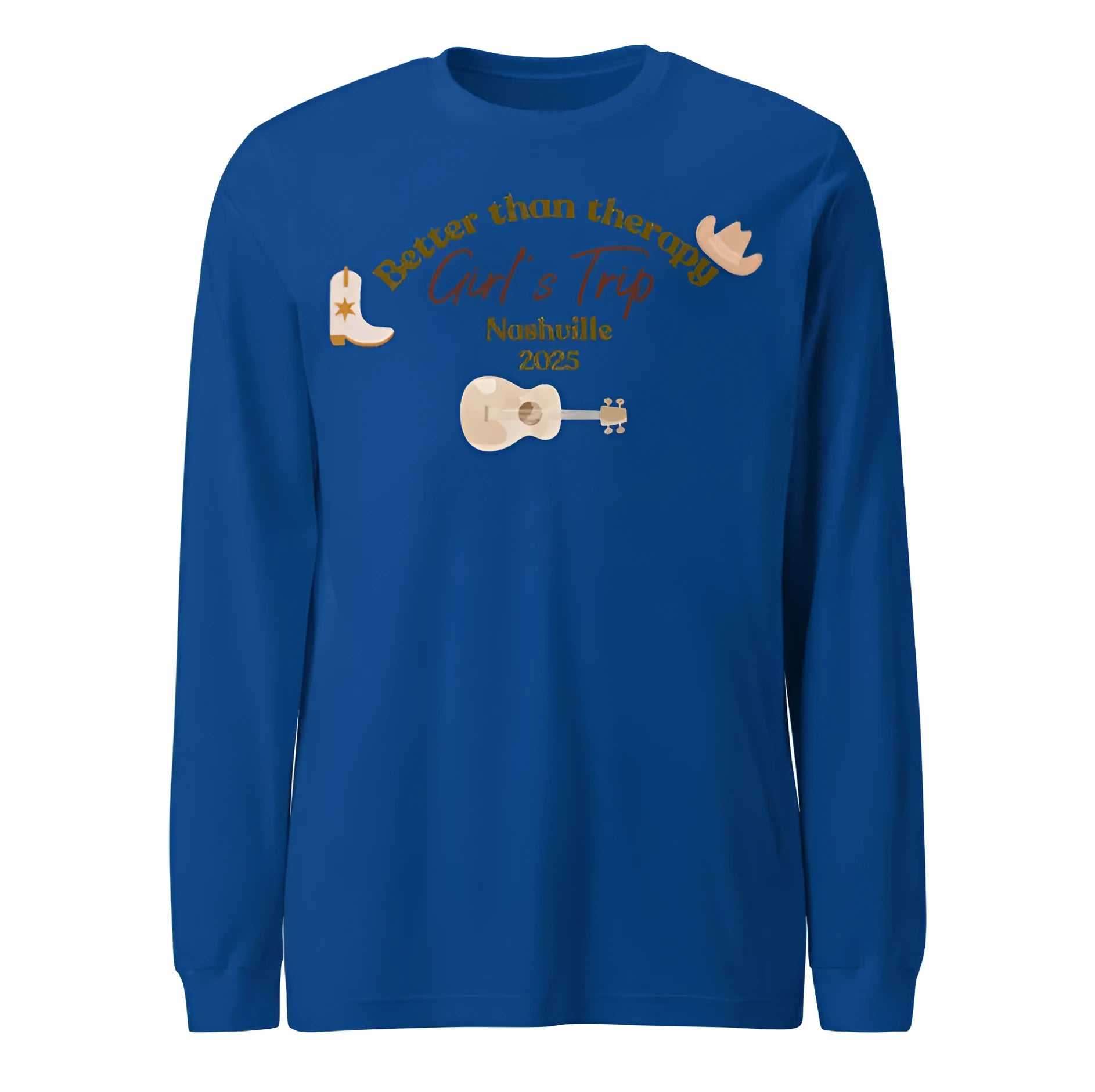 Blue loose fit men's sweater with printed pattern and round neck design