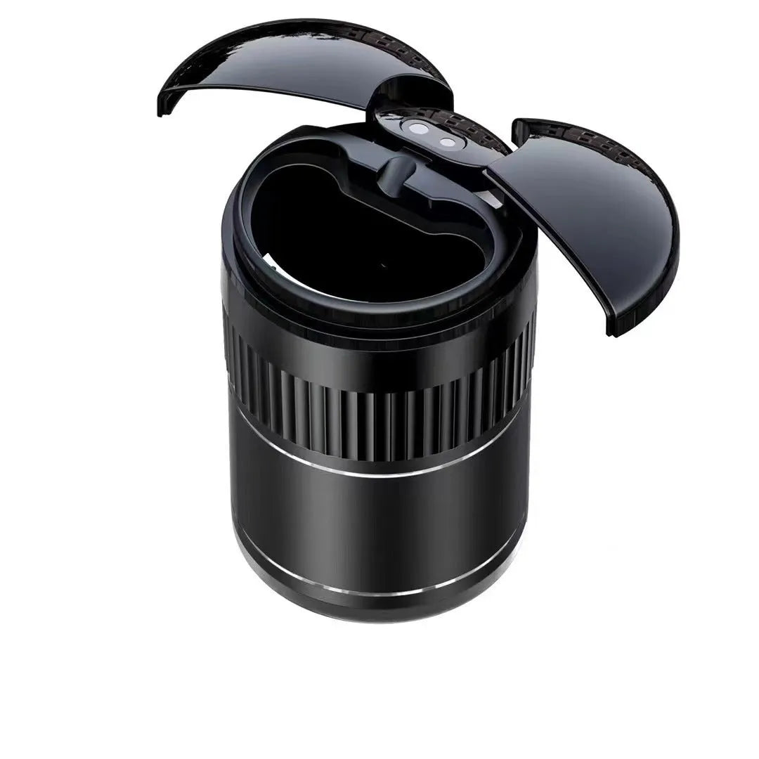 Metal smart car ashtray with automatic sensing lid in compact 113mm design