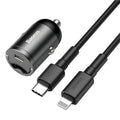 Baseus electro-optical grey car charger with USB port and 1 metre cable