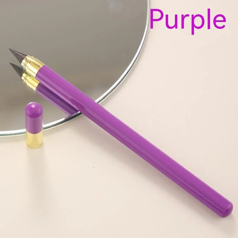 Acrylic transparent rod eternal pencil with alloy head and HB lead in beige colour