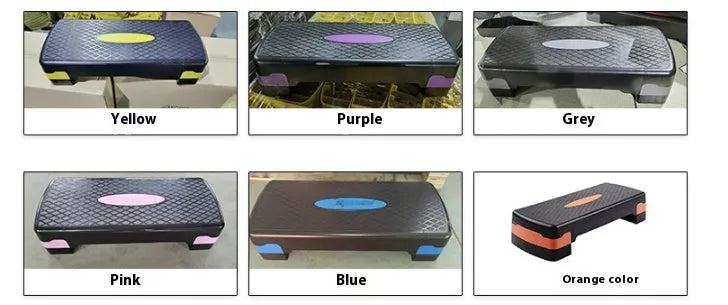 Fit Step aerobics platform with adjustable risers in grey, green, or orange colour options