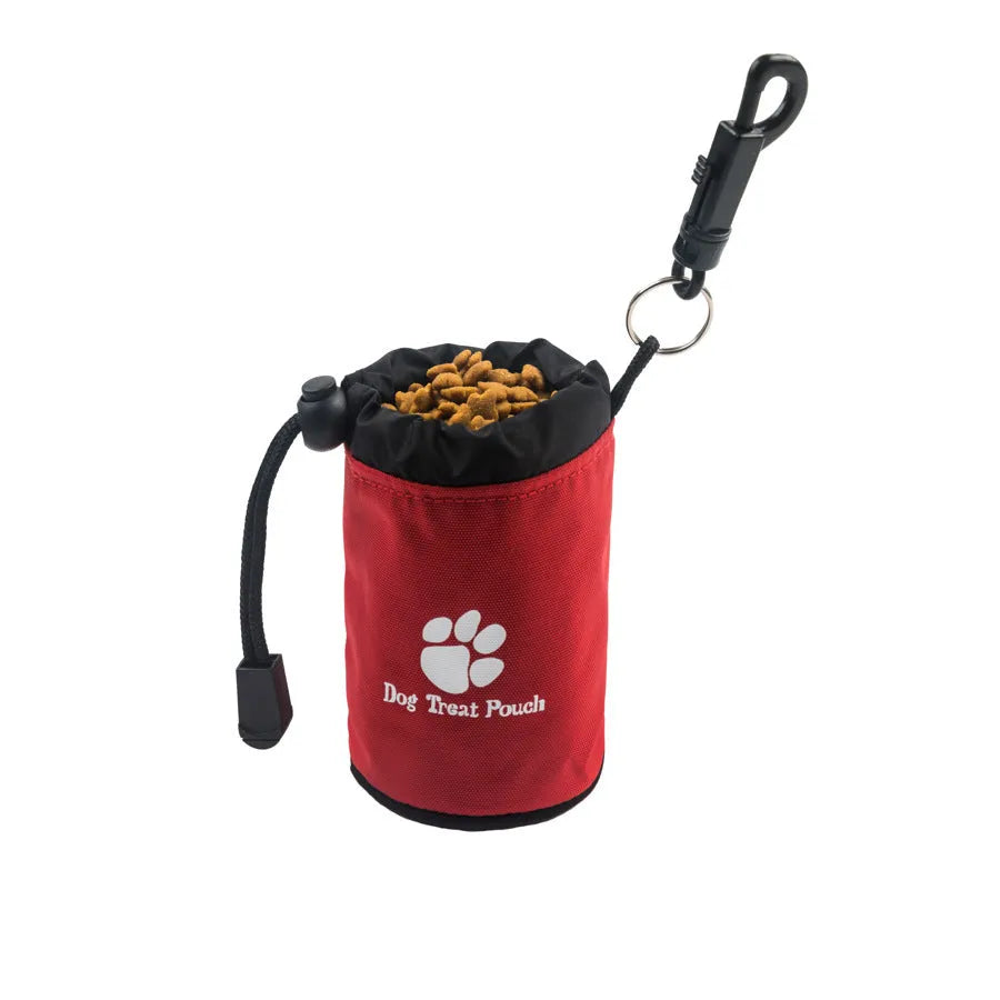 Mini nylon pet snack bag for dog training treats in solid red, green, black or blue colours