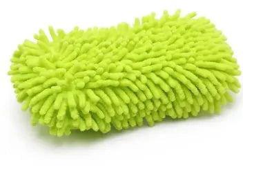 Silver green car wash sponge measuring 14x25cm with microfibre chenille spiral wool surface