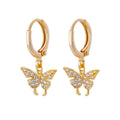 Women's geometric butterfly earrings with heart, star, and bow designs in copper with diamond treatment