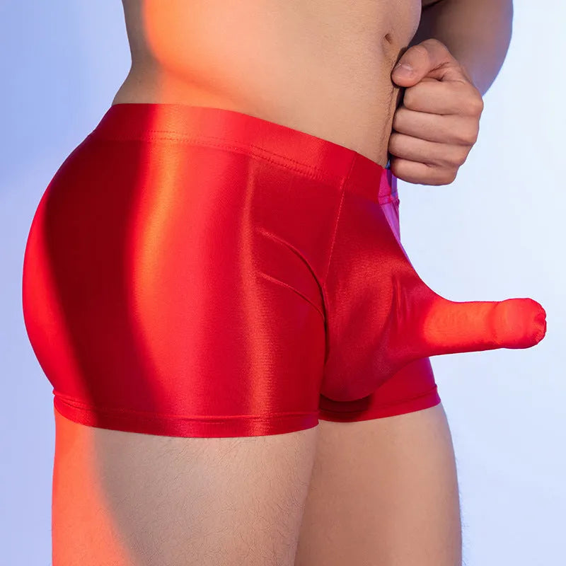 Men's seamless nylon boxer shorts in animal year red colour with mid waist design