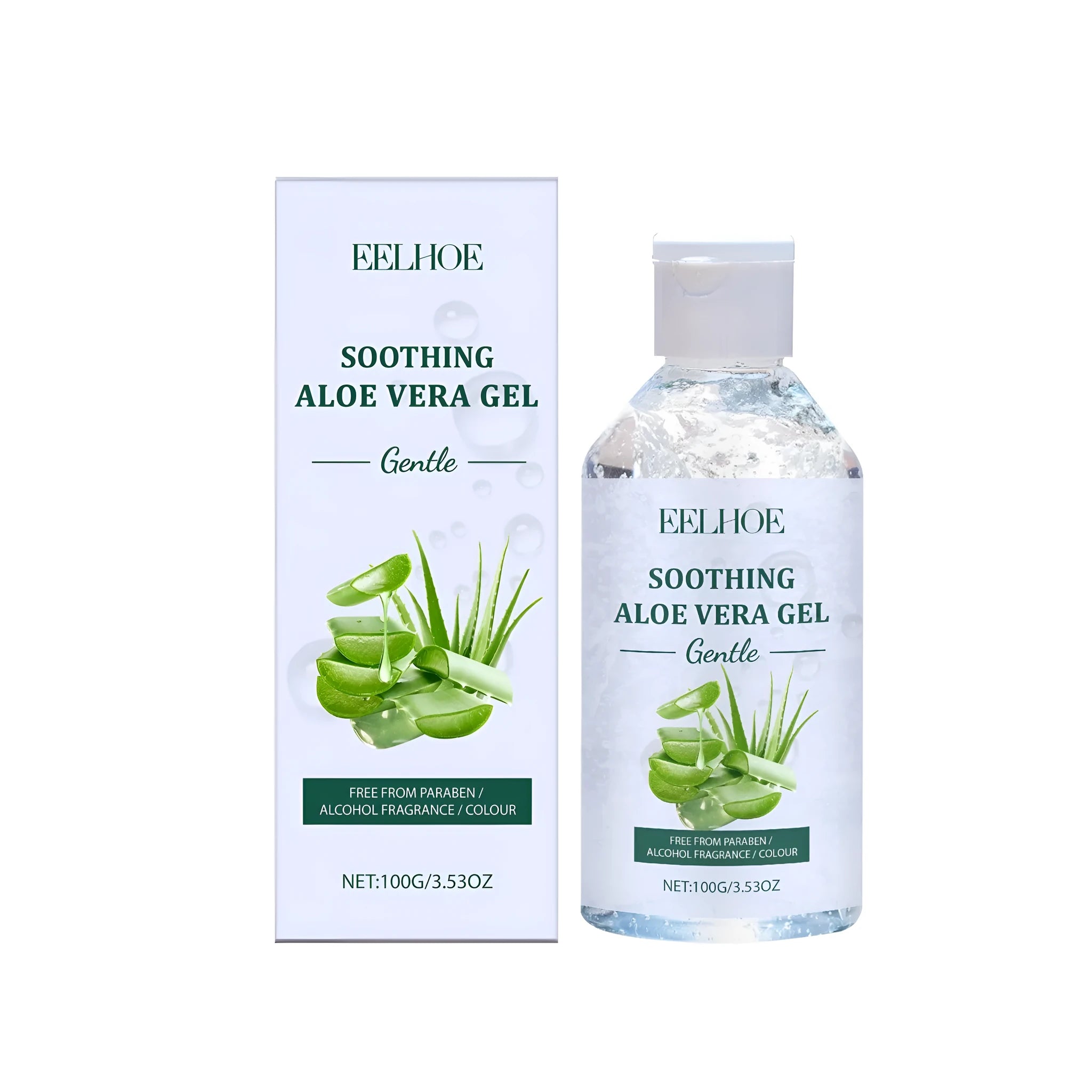 100g tube of clear aloe vera gel for skin moisturising and soothing.