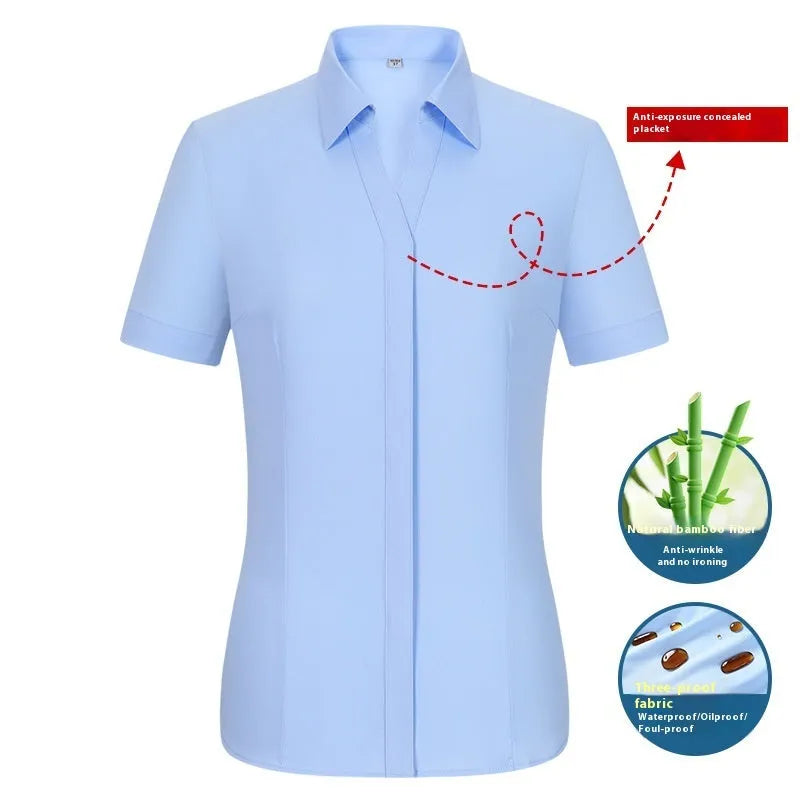 Men's slim fit waterproof bamboo fibre business shirt with square collar.