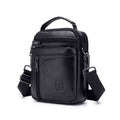 Men's genuine leather shoulder messenger bag solid black colour retro style
