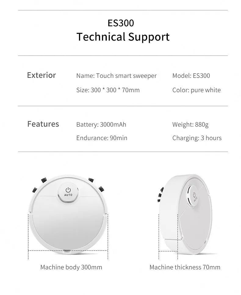 Automatic sweeping floor cleaning robot with compact square design