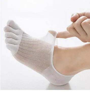 Modal cotton five-finger boat socks in solid colours including black, dark grey, khaki, light grey and white