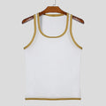 Men's fitness tight mesh style vest in solid colour with straight hem, white or black