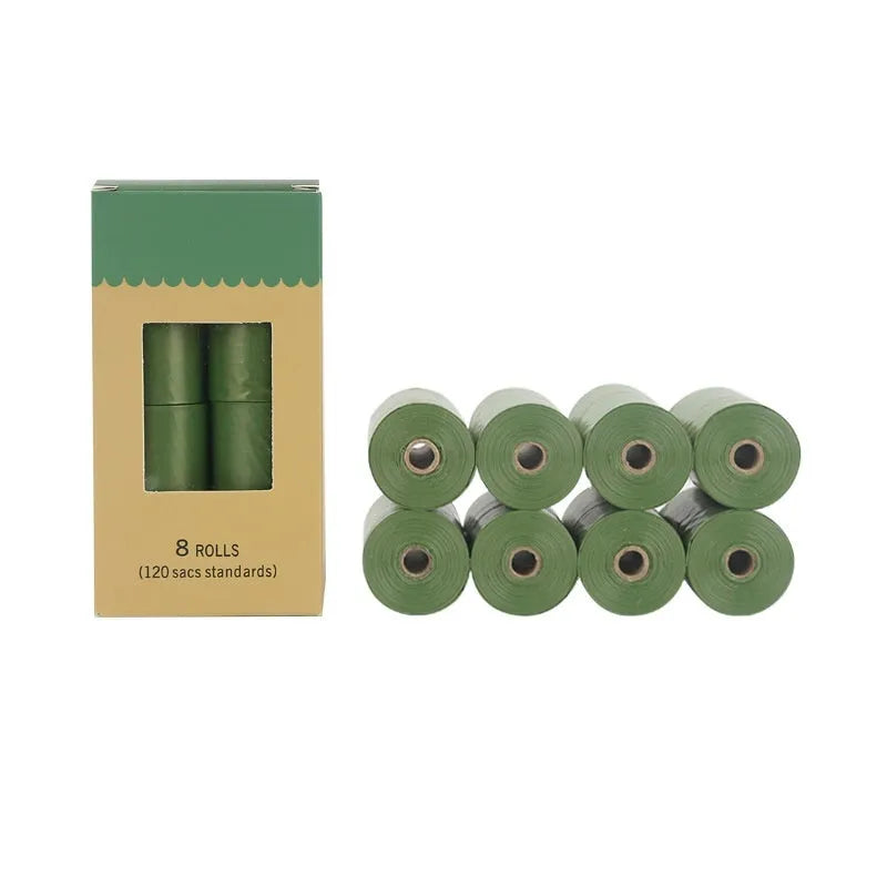 Roll of EPI degradable dog poo bags in green, with optional time capsule dispenser.