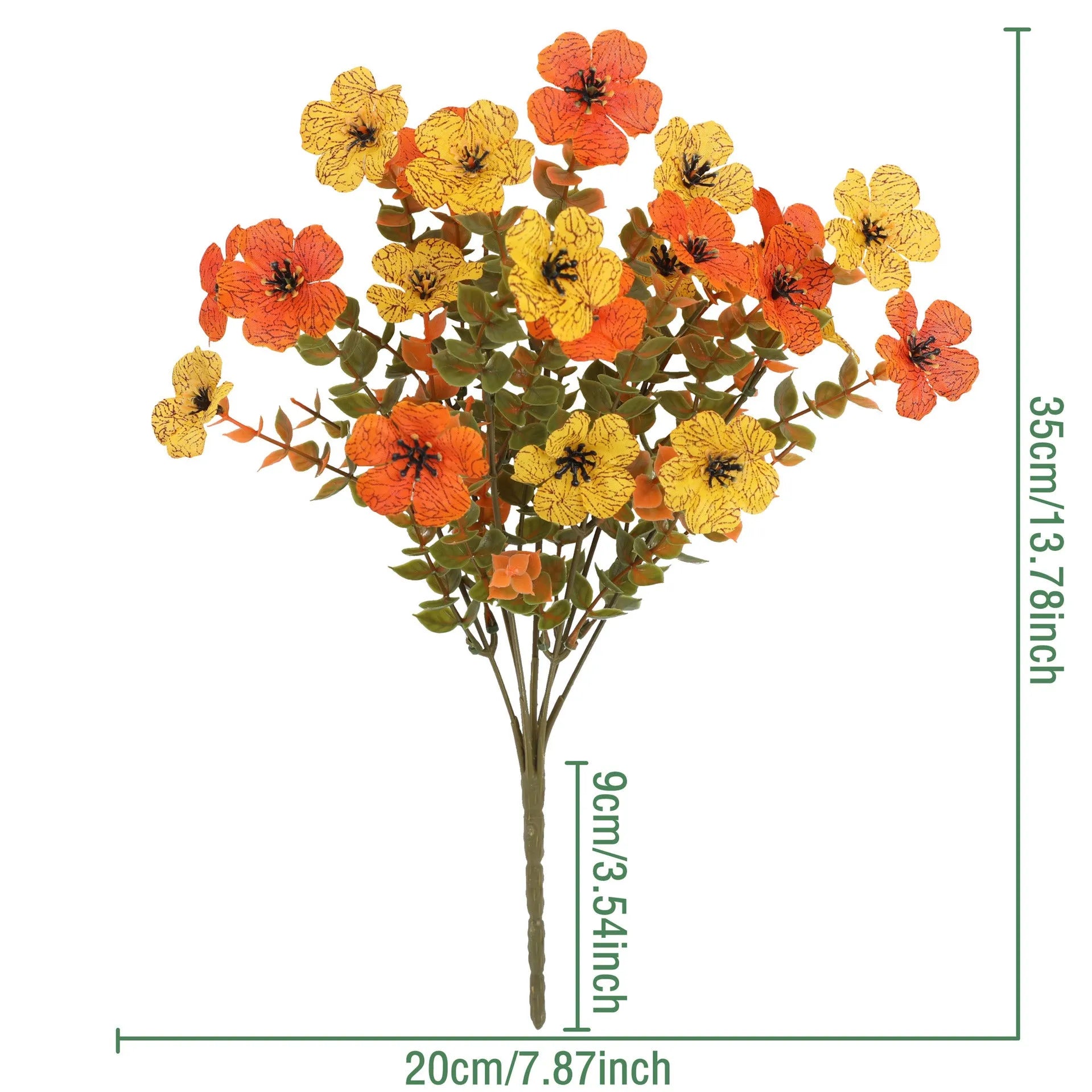 Plastic silk artificial flower bouquet in autumn orange colour for home decoration and wedding props