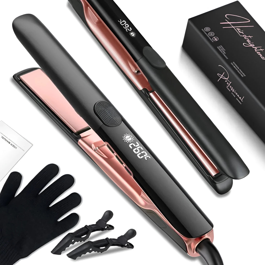 Hair straightener with temperature display and anion technology for hair styling