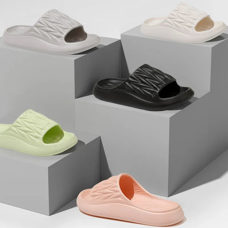 Leaf texture patterned EVA slippers for indoor household use in various colours