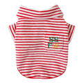 Red striped two-legged fleece pet clothing for small to medium dogs and cats
