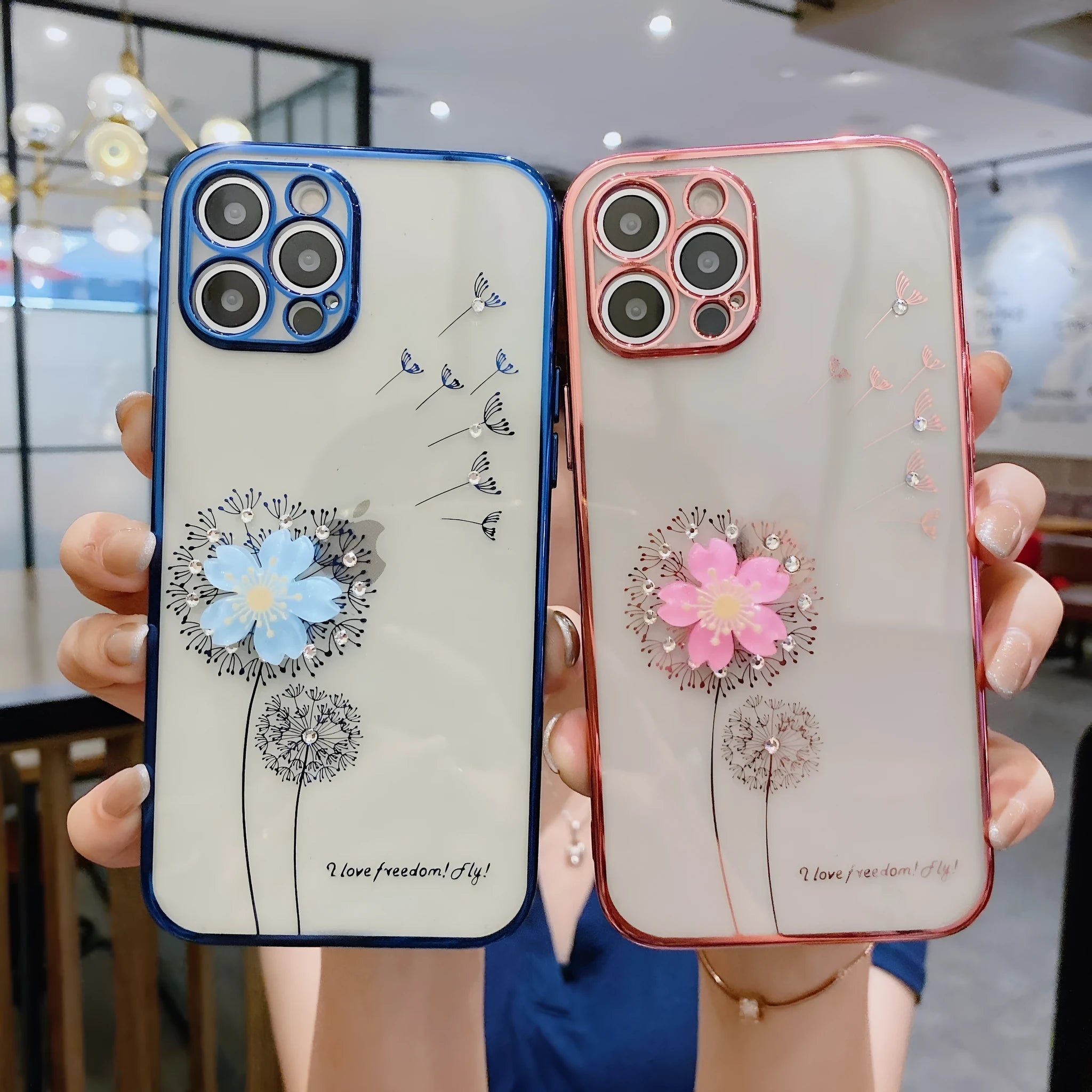Green TPU phone case with spinning 3D floral design for iPhone with integrated screen protector