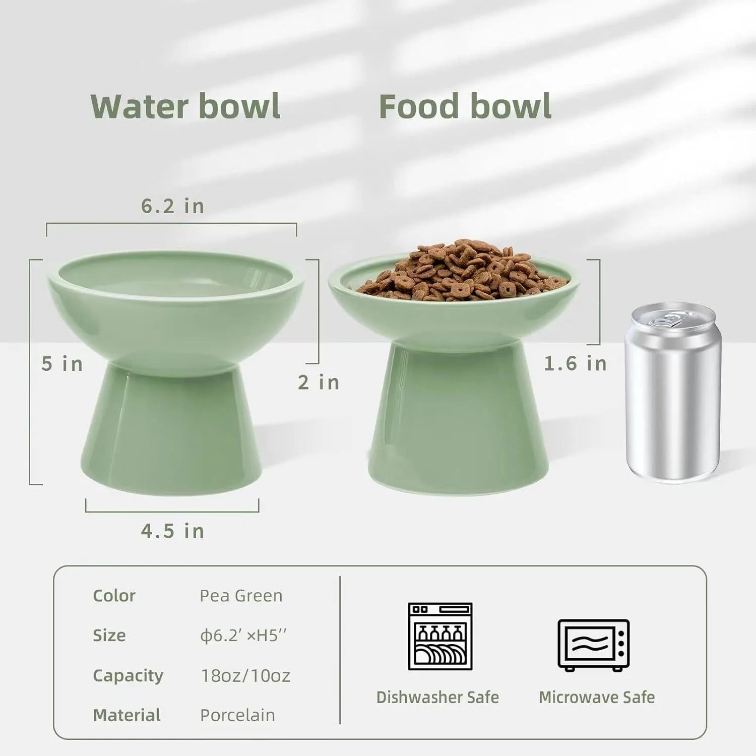Ceramic elevated cat food bowl in blue, showing wide shallow dish on raised base.