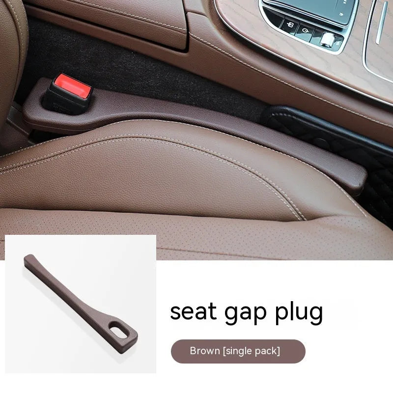 Polyurethane car seat gap filler strip in beige colour to prevent items falling between seats.
