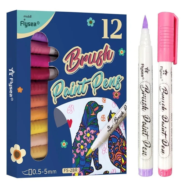 Set of gouache paint markers with soft flexible nibs for hand lettering and art projects