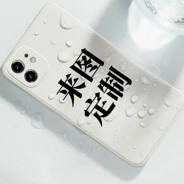 Custom acrylic couple phone case with silicone bumper and transparent glass back for iPhone models 11 to 16 series