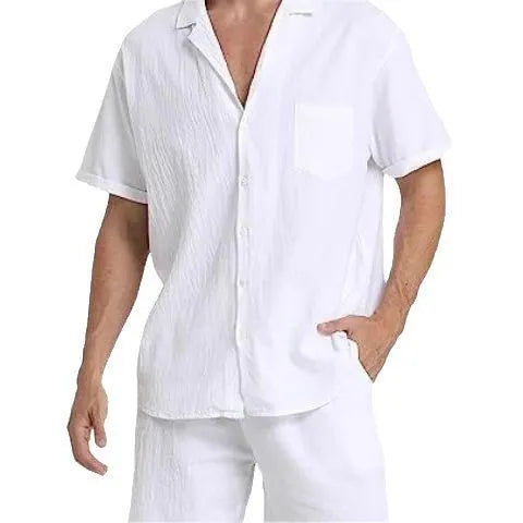 Men's summer sports shorts suit in flax, available in black white gray khaki and army green, sizes M to XXXL