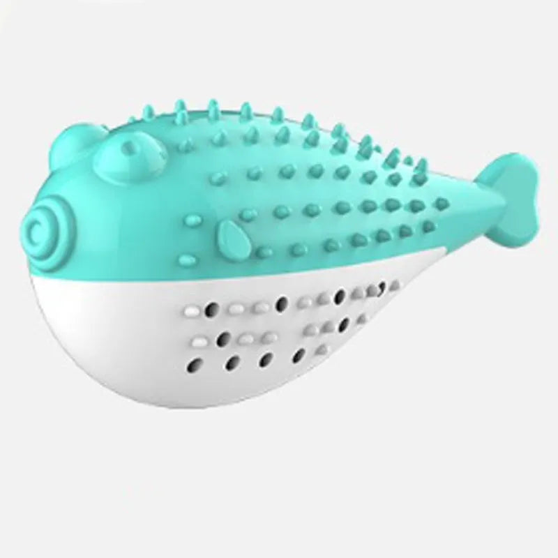 Silicone fish-shaped cat chew toy in assorted colours for dental care and play
