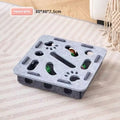 Felt box cat toy with multiple holes for paws, measuring 30x30x7.5 cm in green brown colour.