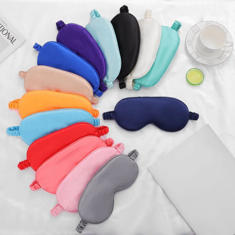 Rayon elastic satin double-sided eyeshade in multiple colours including black, gold, and pink