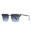 Men's square sunglasses with plastic frame in six colour variations showing black grey green and blue options