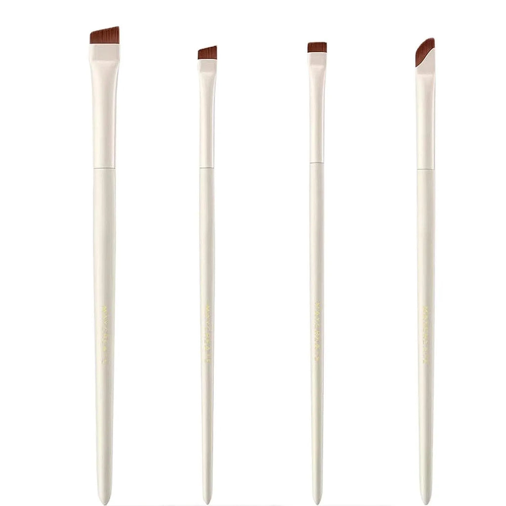 4 piece angled eyeliner and brow brush set in leather case