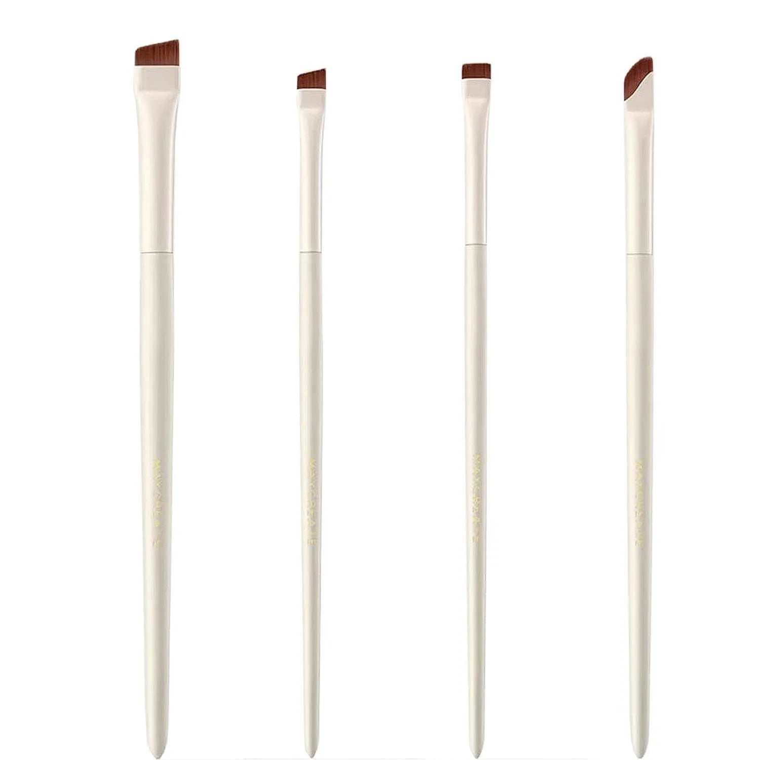 4 piece angled eyeliner and brow brush set in leather case