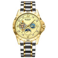Men's automatic mechanical watch with luminous hands and waterproof case in gold, rose gold, or silver options