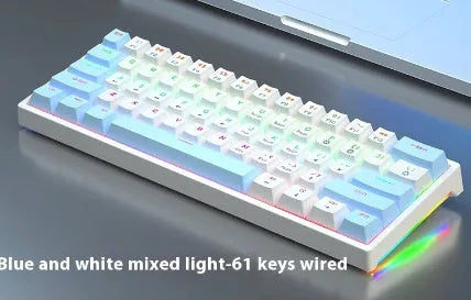61-key compact mechanical keyboard with wired hot-plug design in multiple colour options