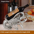 Lobster-shaped decorative wine rack ornament in rose gold or silver resin for home bar display