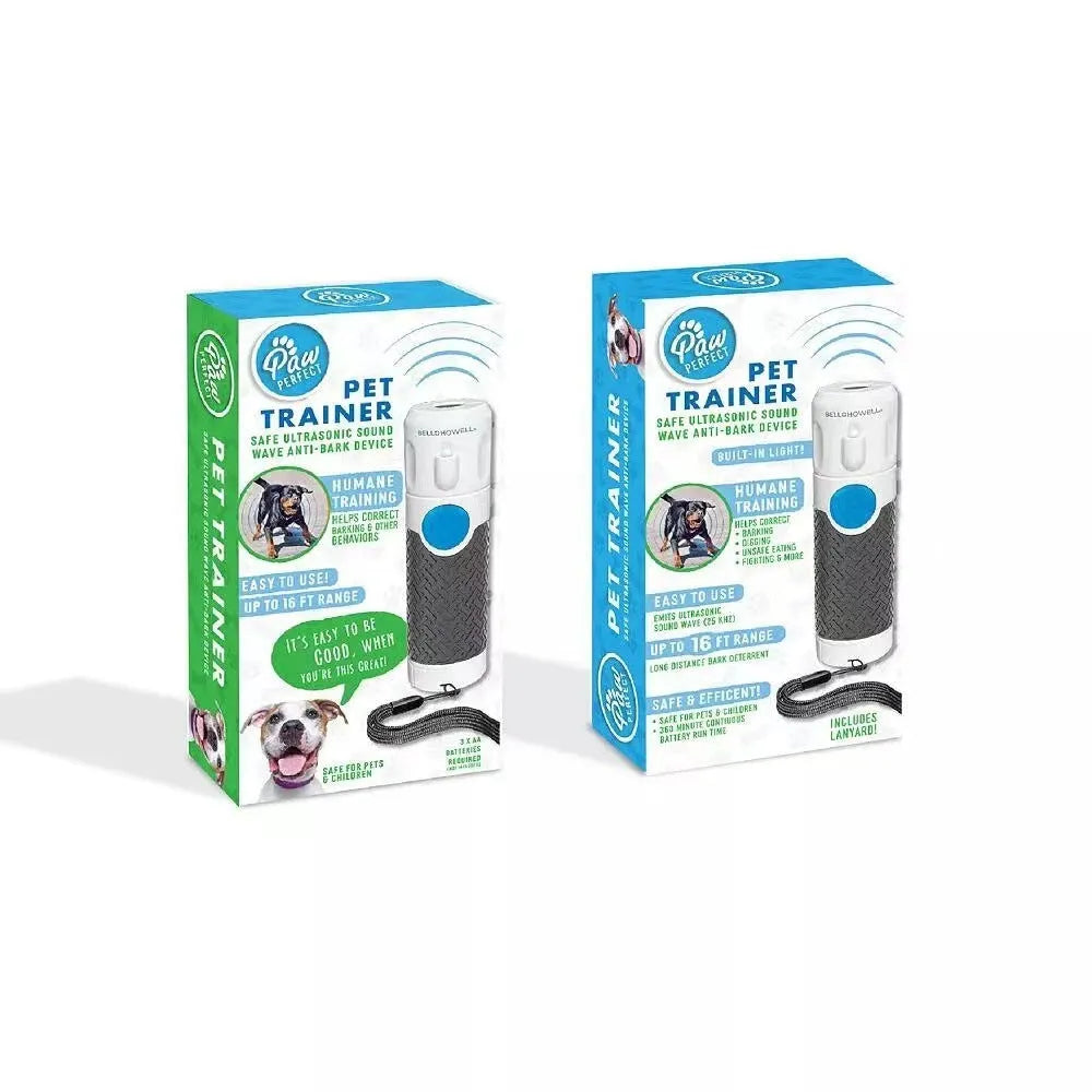 White handheld ultrasonic dog trainer device for bark control and behaviour correction