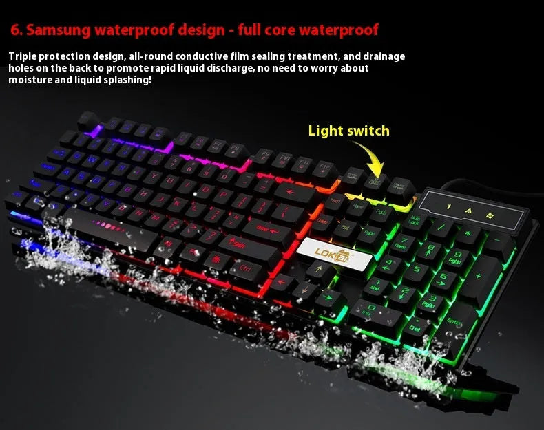 White and black USB cable for gaming keyboards with a 5V 4-pin RGB lighting connector attached.