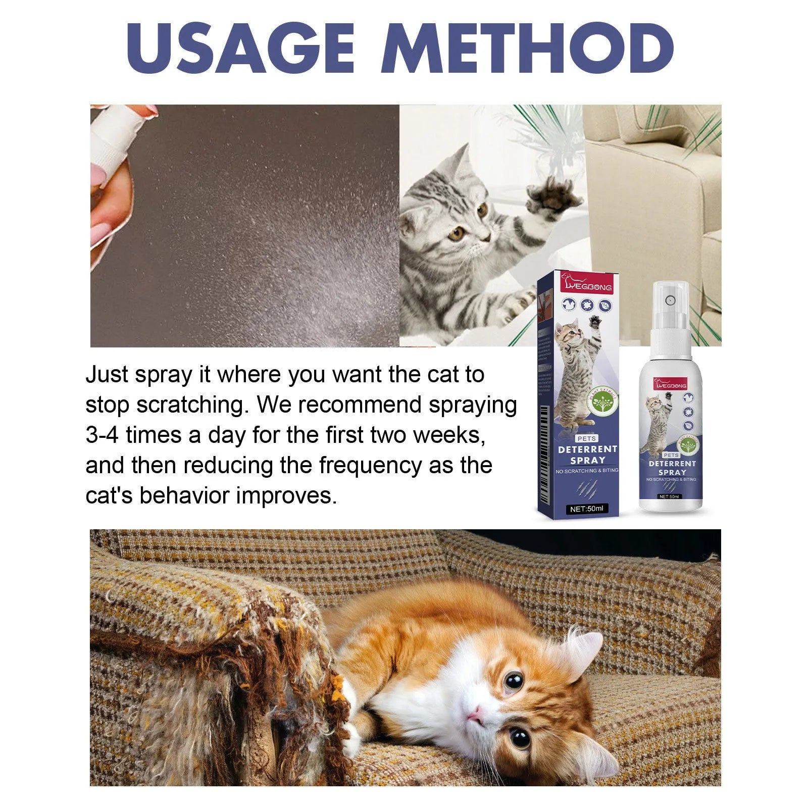 Boxed pet anti-scratch spray 50ml for dogs and cats
