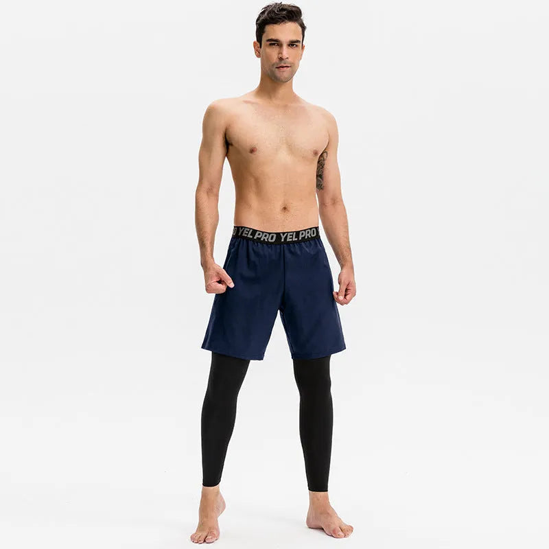 Men's quick drying high elastic tight sports pants in grey colour for fitness running