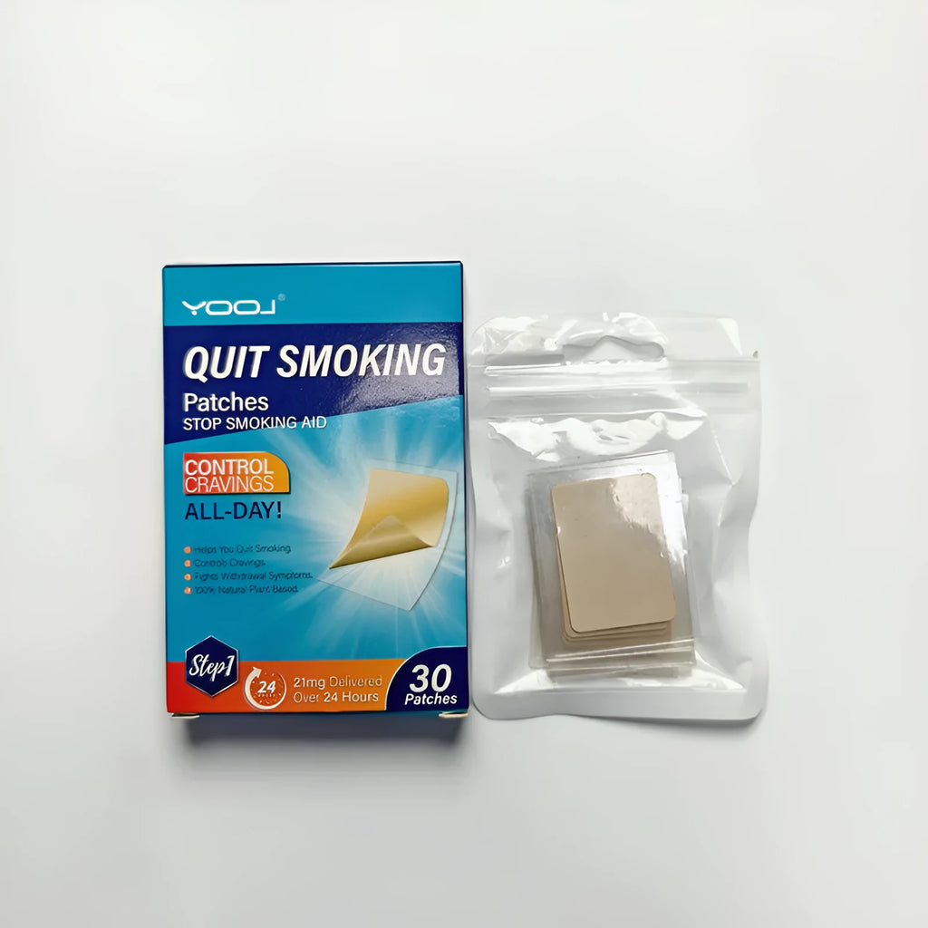 Box of 30 plant extract smoking cessation patches for nicotine replacement therapy