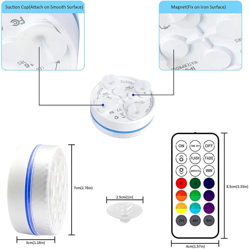 Colour changing remote control diving light with IP68 waterproof rating for garden decoration