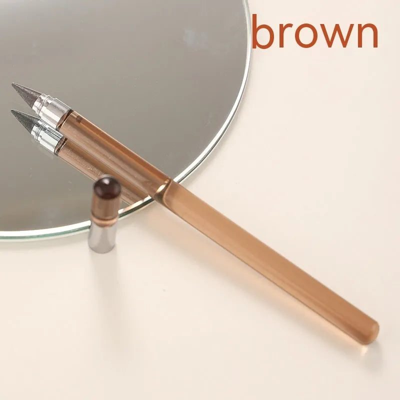 Acrylic transparent rod eternal pencil with alloy head and HB lead in beige colour