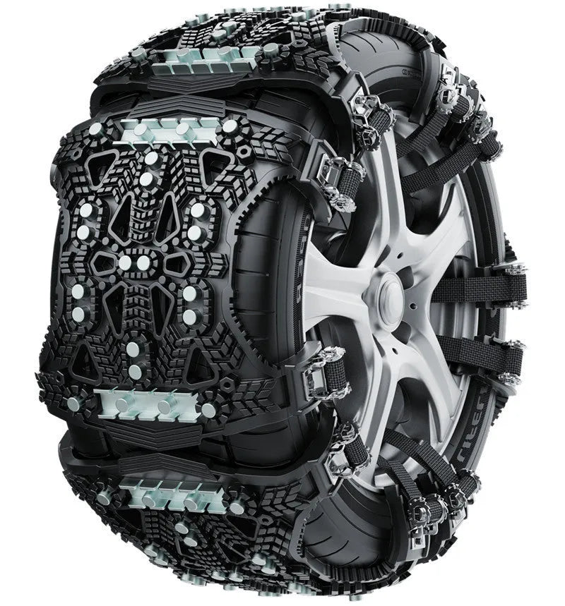 Universal nonskid chain with steel plate gear, black, for car or SUV, with installation tools