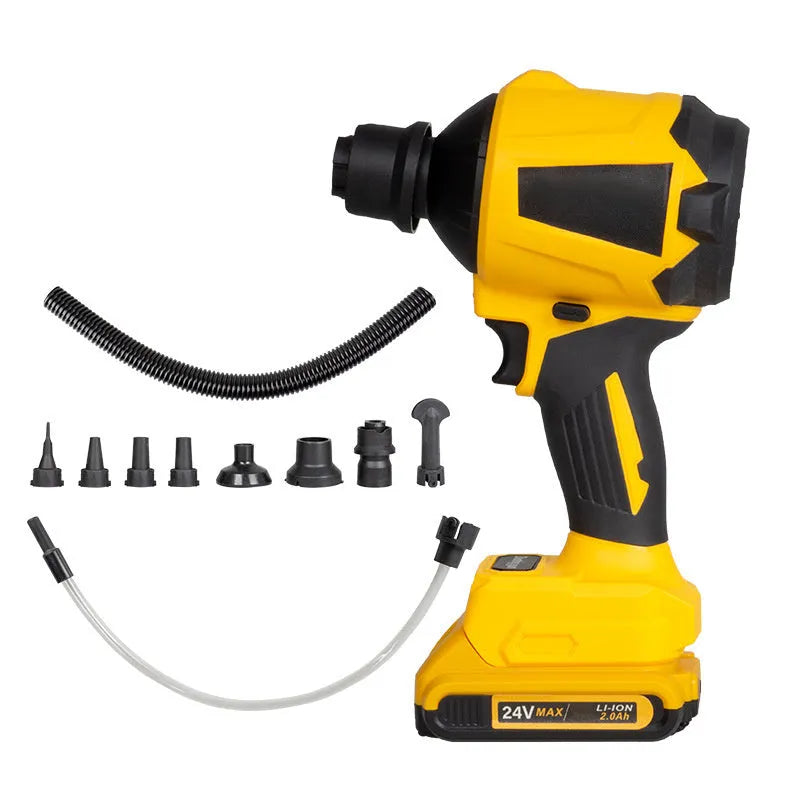 Yellow 680W rechargeable lithium battery dust gun with blowing and suction functions for household cleaning