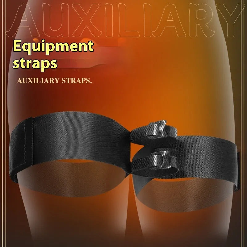 Black knitted sex toy strap for adult toy positioning and hands-free use