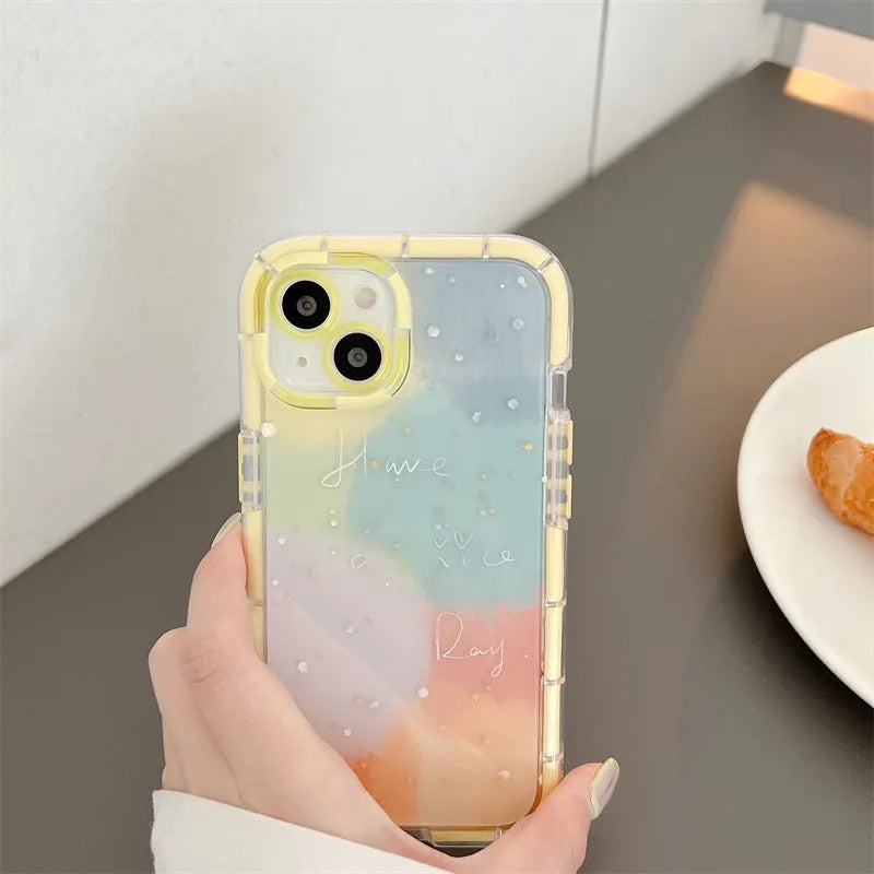 Minimalist contrast colour TPU silicone phone case with yellow edge for iPhone 14 Plus