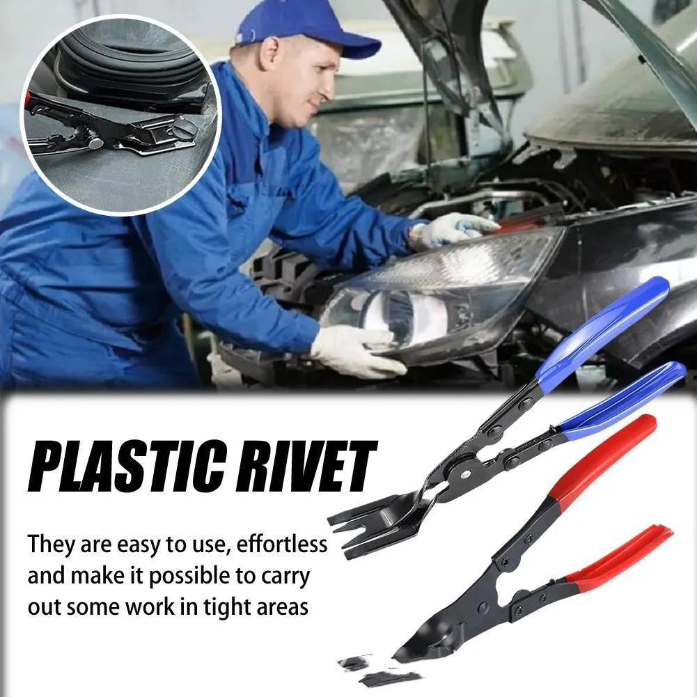 Blue car door panel separator pliers with 240mm drop forged steel construction for interior clamp removal