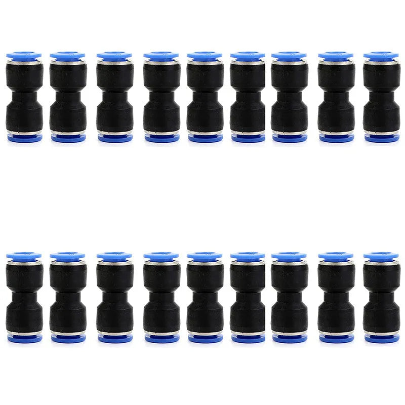 Jinqi black pneumatic plastic straight through butt quick connector for 4-16 mm tubes, 100-pack