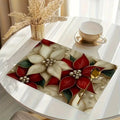 Square linen Christmas placemat with tree print, 30x45cm, in a holiday table setting